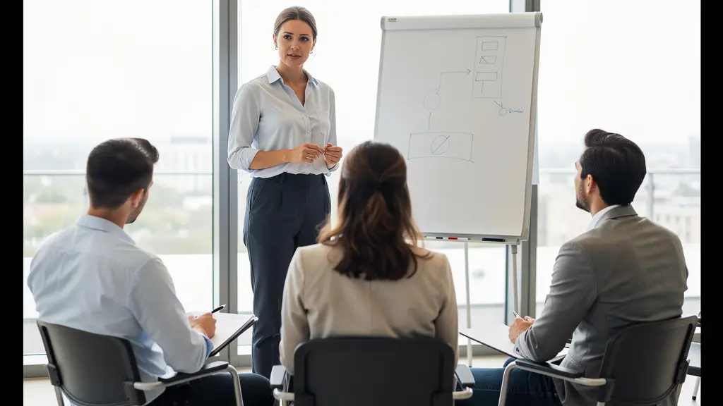 Formatrice expliquant un concept devant un groupe de participants en formation ludopédagogie