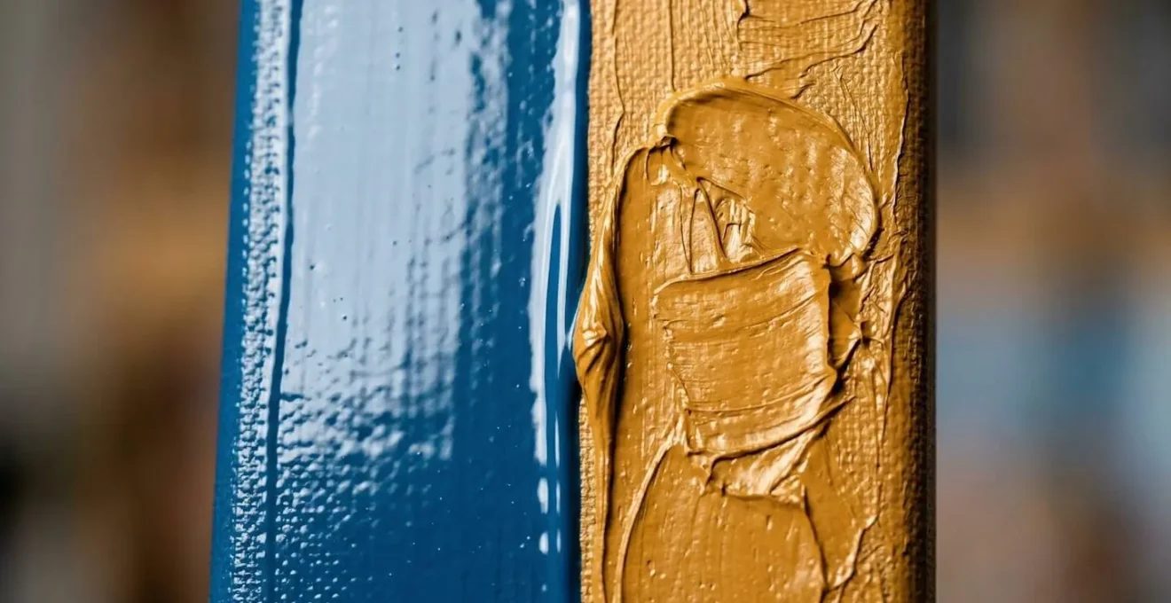 Gros plan comparatif des textures de peinture acrylique et à l'huile sur toile