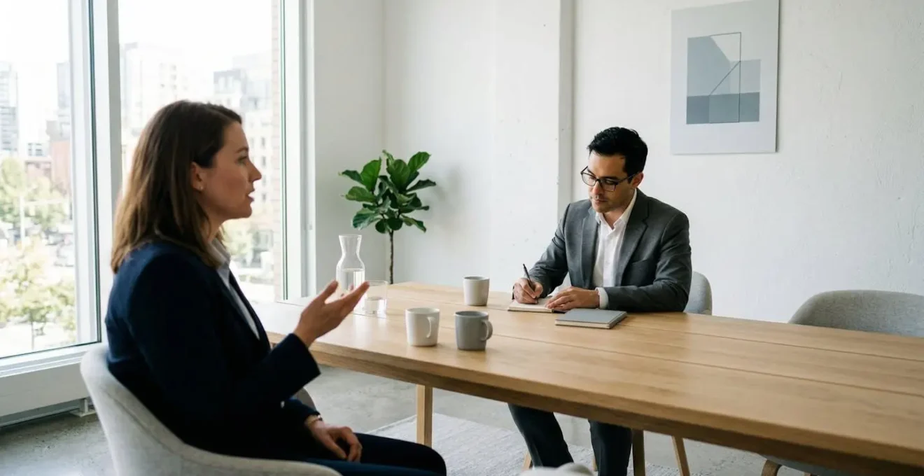 Candidat en reconversion présentant ses compétences avec la méthode STAR lors d'un entretien