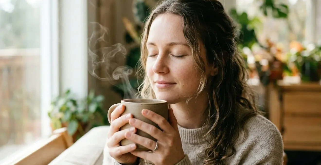 Espace de pause apaisant avec éléments naturels favorisant la récupération mentale