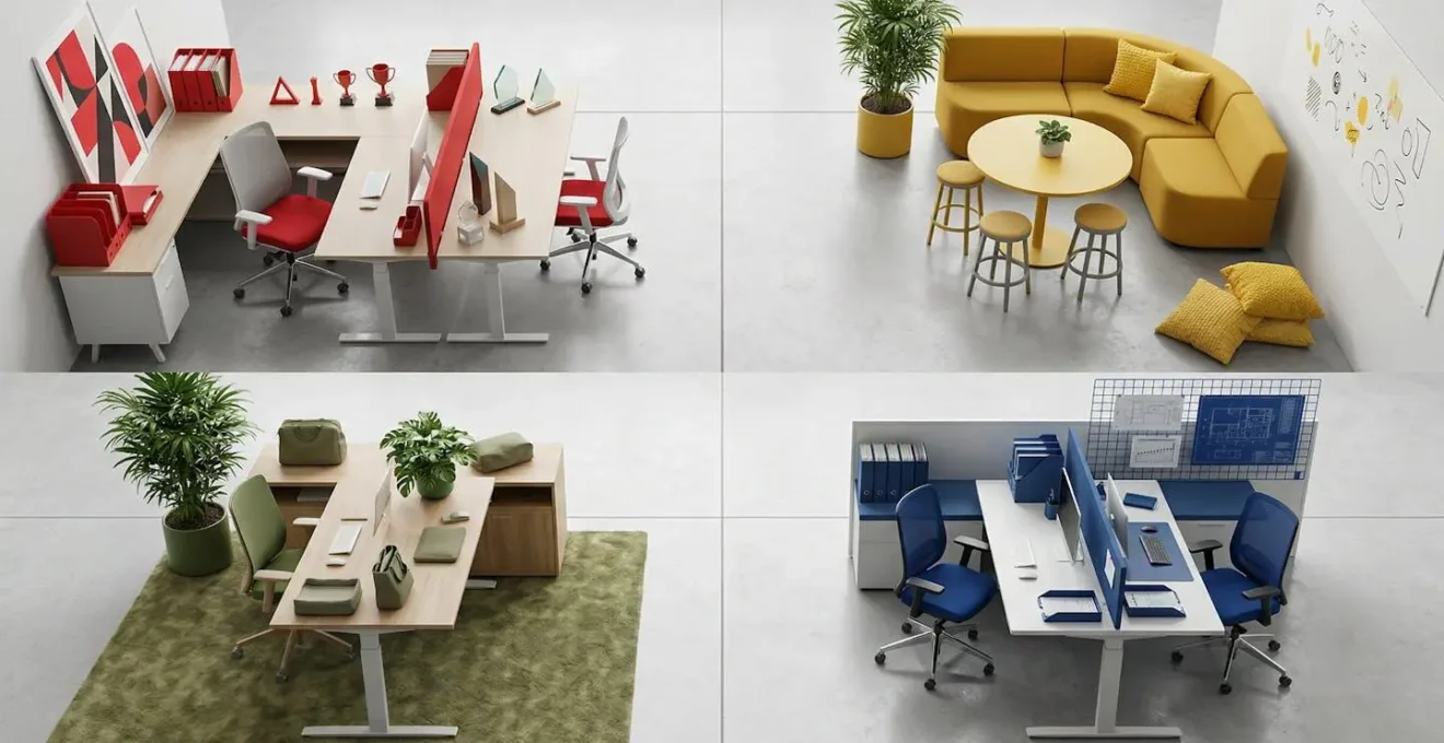 Représentation visuelle des quatre profils de personnalité dans un contexte professionnel