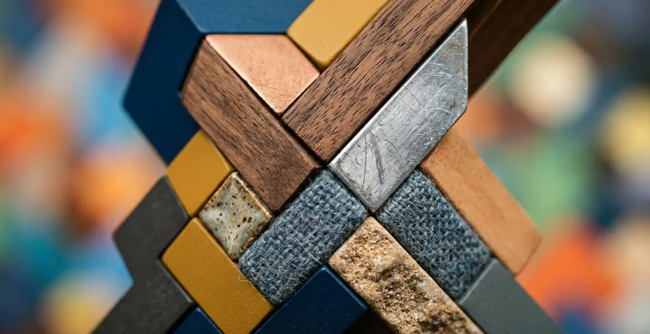 Vue macro de pièces de puzzle colorées s'assemblant de manière créative
