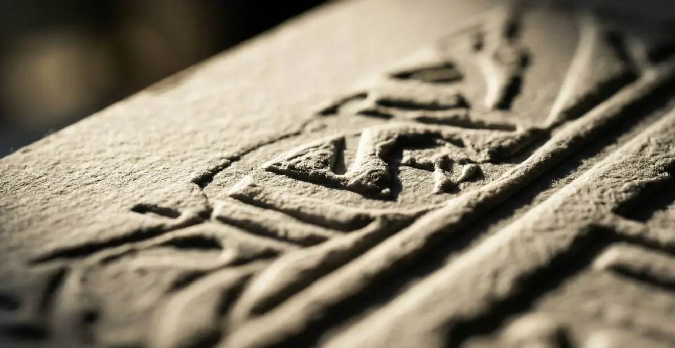 Gros plan sur des mots-clés métier en relief sur une surface texturée